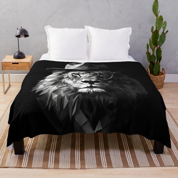 Item preview, Gangster Mafia lion with white and black minimilistic geometric design designed and sold by AeroAesthetics.