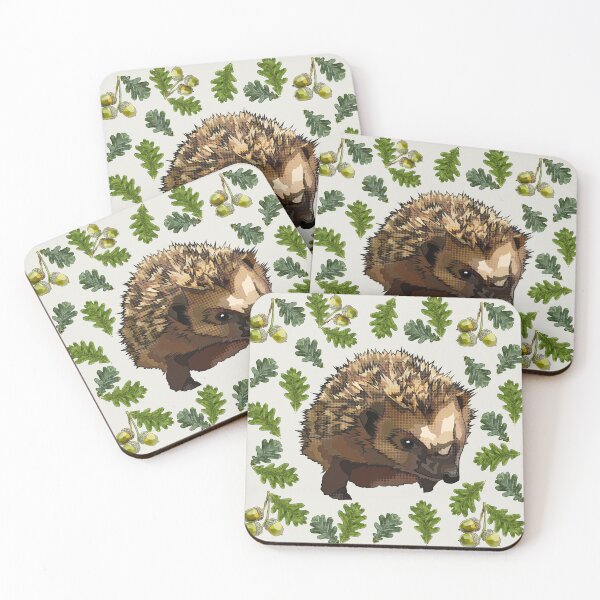 Item preview, Hedgehog with Oak Leaves Acorns by BeeFoxTree (cream) designed and sold by BeeFoxTree.