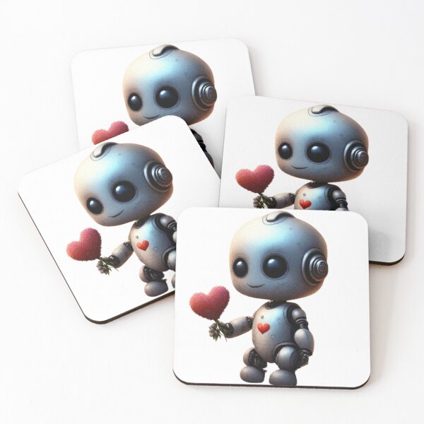 Item preview, Cute robot holding heart designed and sold by catcraftss.