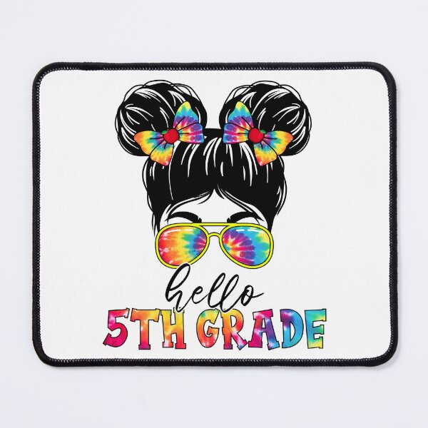 Item preview, Hello 5th Fifth Grade Messy Bun Girl Tie Dye Back To School designed and sold by MobyStickers.