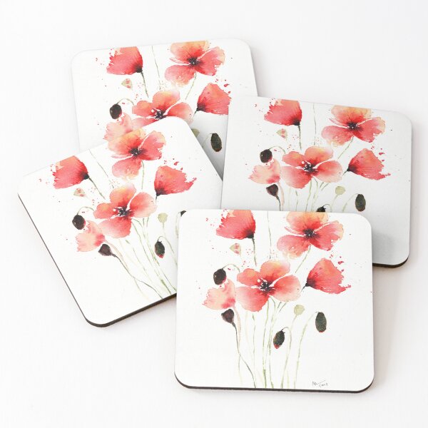 Item preview, Watercolor painting of Beautiful loose poppies  designed and sold by Prachi Burathoki.
