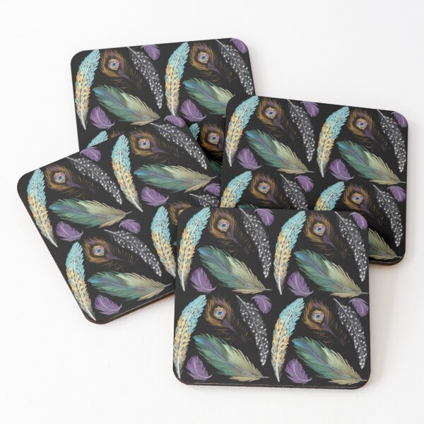 Item preview, The Feathers pattern 8 black designed and sold by AnnCamellia.