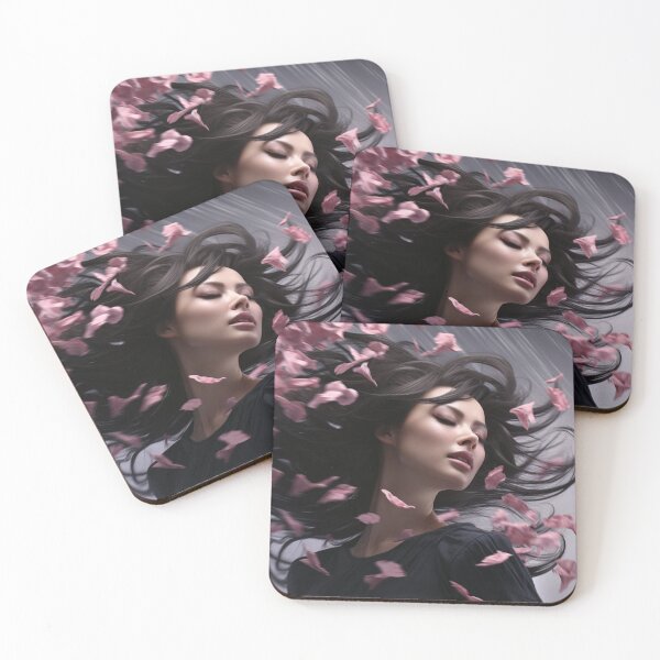 Item preview, asian woman surrounded by flowers designed and sold by Marie Colençon.