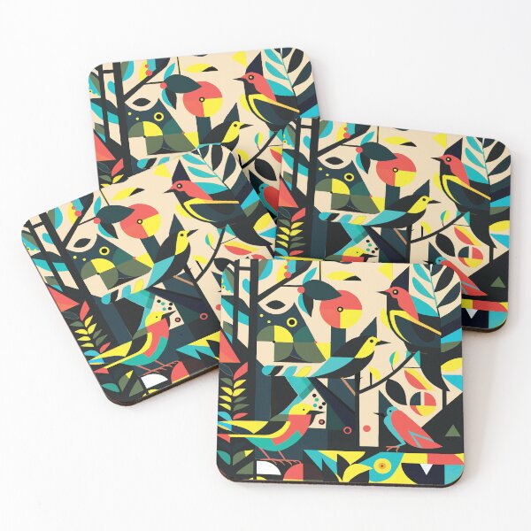 Item preview, abstraction. Minimalist art. Geometry. forest. Bright multi-colored leaves. Fruit. Bright birds. In the style of Kandinsky. designed and sold by MagelliShop.