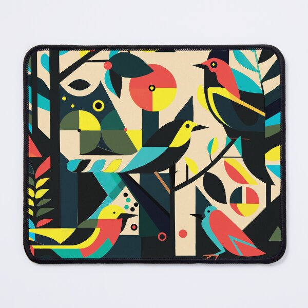 Item preview, abstraction. Minimalist art. Geometry. forest. Bright multi-colored leaves. Fruit. Bright birds. In the style of Kandinsky. designed and sold by MagelliShop.