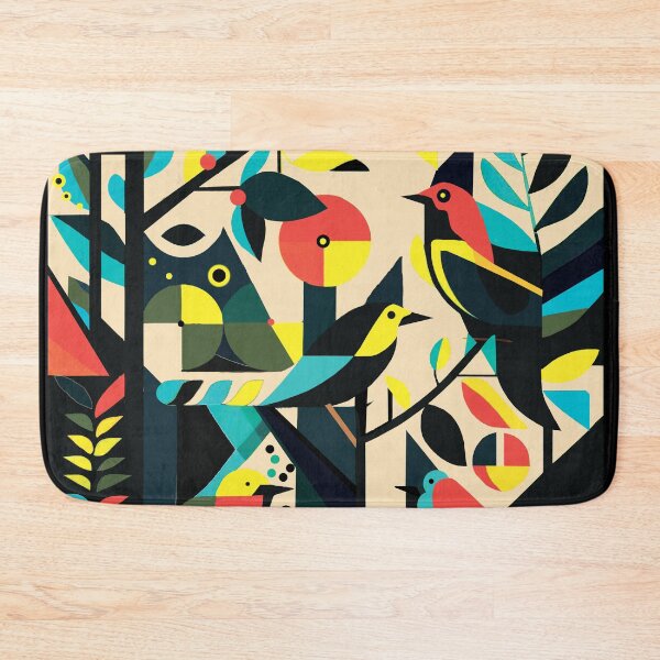 Item preview, abstraction. Minimalist art. Geometry. forest. Bright multi-colored leaves. Fruit. Bright birds. In the style of Kandinsky. designed and sold by MagelliShop.