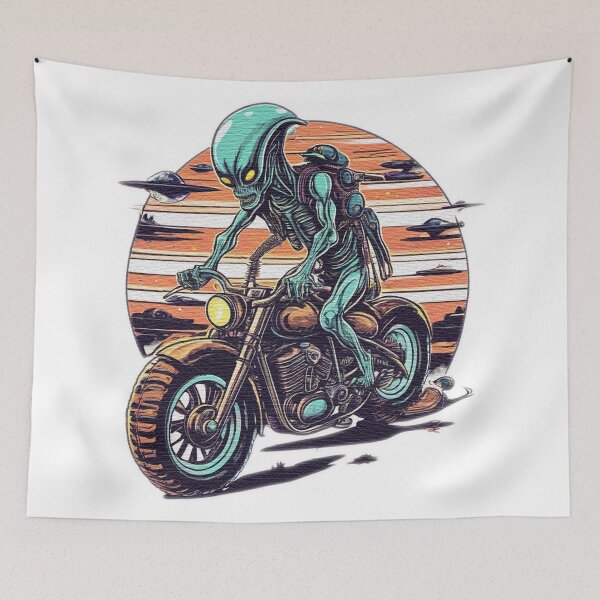 Item preview, alien riding a motor bike designed and sold by jnsmerchstore.