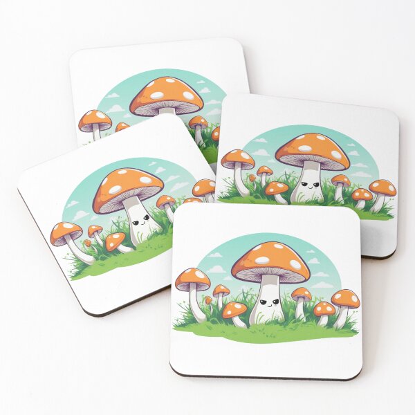 Item preview, red happy mushroom with white dots on the grass designed and sold by stickersvnzla.