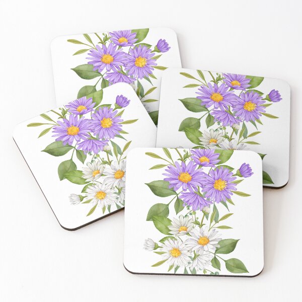 Item preview, Purple  White Aster Flowers designed and sold by Hinny8.