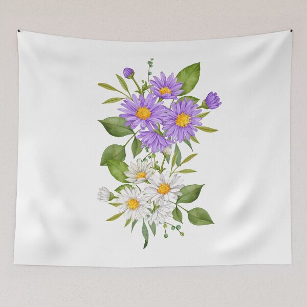 Item preview, Purple  White Aster Flowers designed and sold by Hinny8.