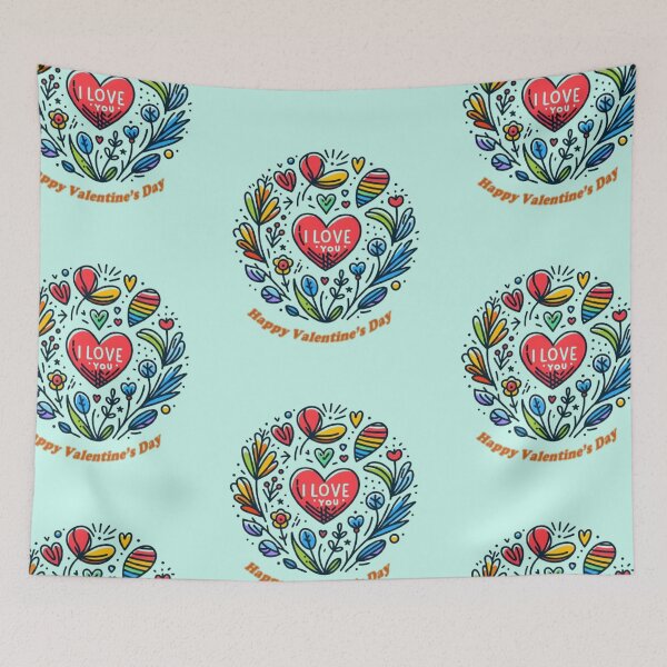 Item preview, I love you Happy Valentine's Day heart among plants drawing designed and sold by JaroDesign2023.