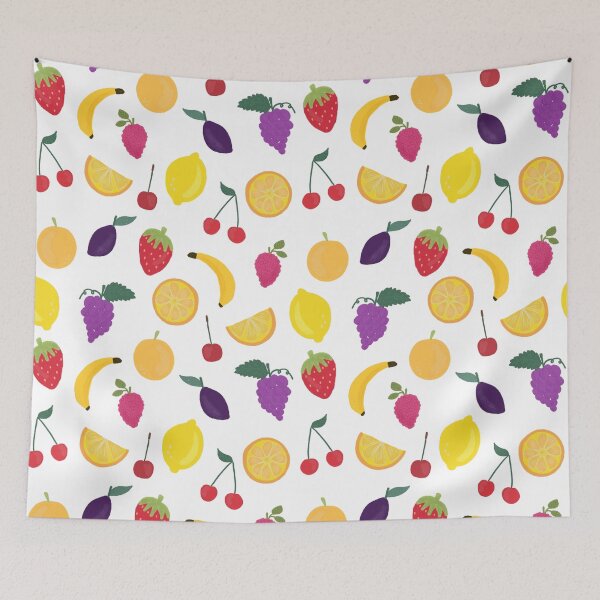 Item preview, Market fruits pattern in white designed and sold by Blooming June Design.