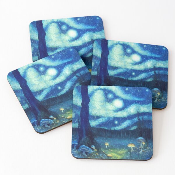 Item preview, Blue Starry Night - Magic Mushroom Forest #52 designed and sold by Scarlet Swan.