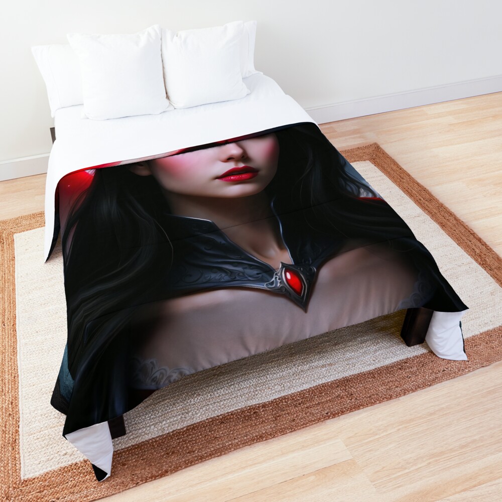 Her Mesmerizing Beauty Stunning AI Concept Art Portrait Of Alianna by Xzendor7 Decorative Comforter Art Print