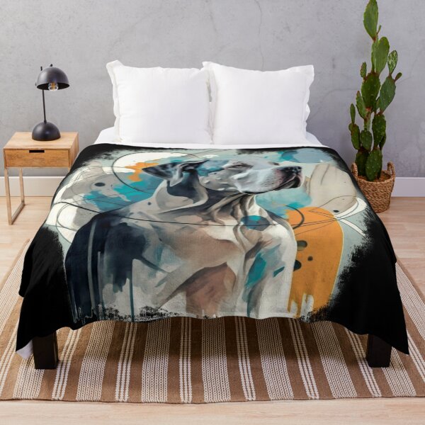 Item preview, generation generation generation Cover modern minimalist art dog white Great Dane breed depicts linear gray watercolor background in Kandinsky designed and sold by MagelliShop.
