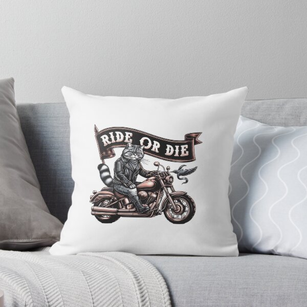 Item preview, ride or die motorcycle Cat , harley rider , macho kitty designed and sold by gwiggington.