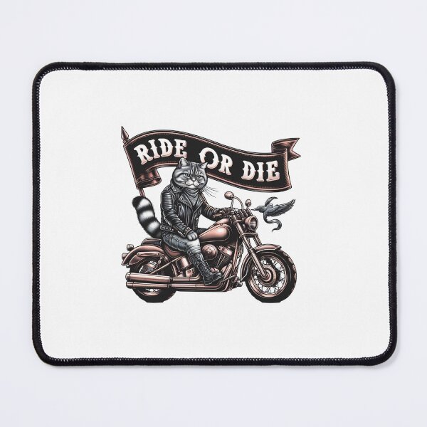 Item preview, ride or die motorcycle Cat , harley rider , macho kitty designed and sold by gwiggington.