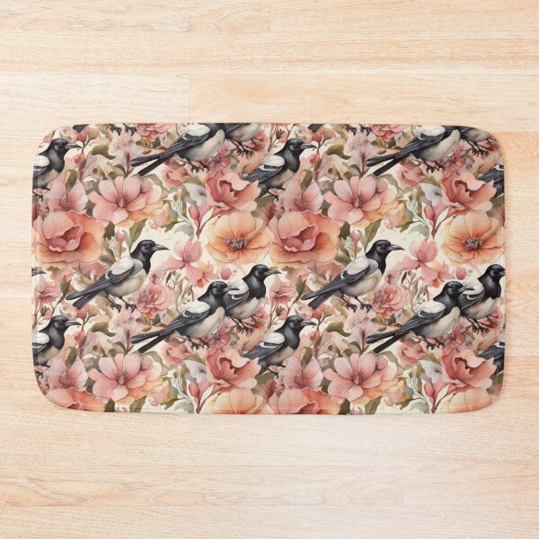 Item preview, seamless Pattern Magpies Flying Through Flowers designed and sold by PKTPOD99.