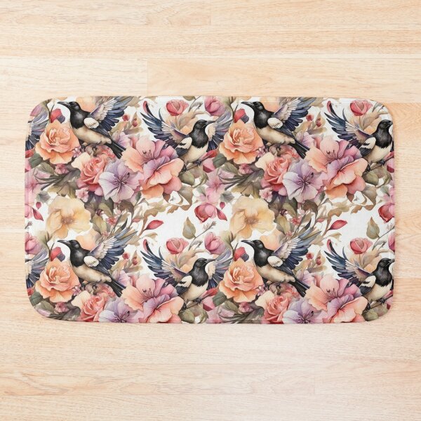 Item preview, Magpies Flying Through Flowers seamless Patter designed and sold by PKTPOD99.
