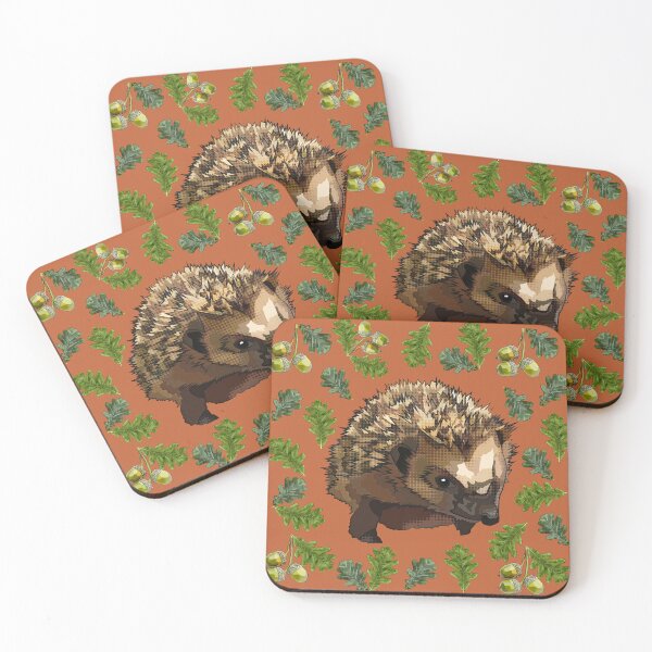 Item preview, Hedgehog with Oak Leaves Acorns by BeeFoxTree (Terracotta orange) designed and sold by BeeFoxTree.