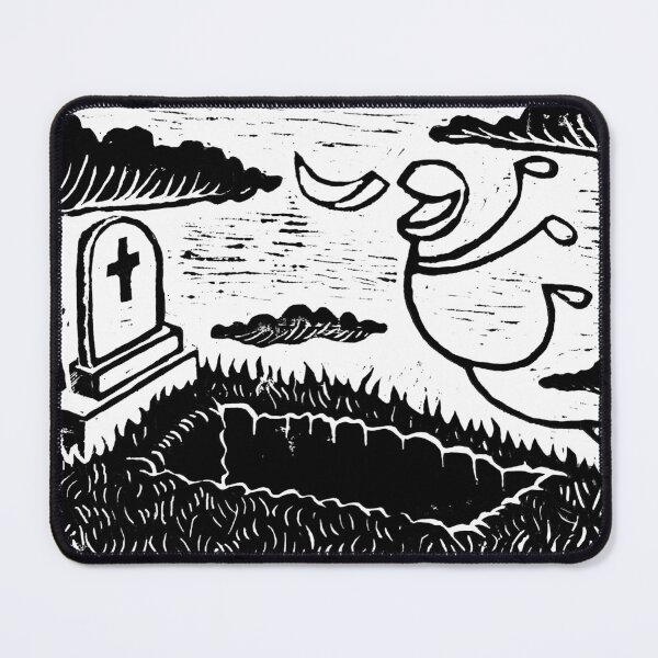 Item preview, LINO PRINT Smiling all the way to the grave, black and white designed and sold by ArtisanGroove.