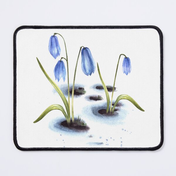 Item preview, Blue spring scylla squills flower sprouting through the snow Watercolor clipart sticker designed and sold by BartolArt.