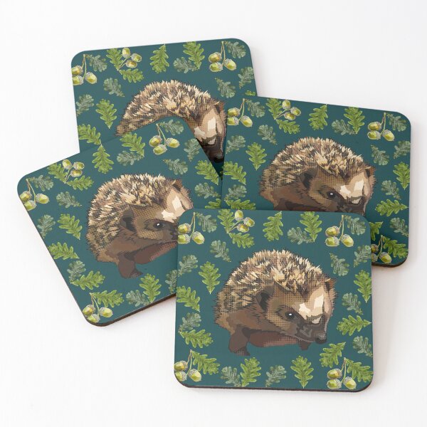 Item preview, Hedgehog with Oak Leaves Acorns by BeeFoxTree (Moody) designed and sold by BeeFoxTree.