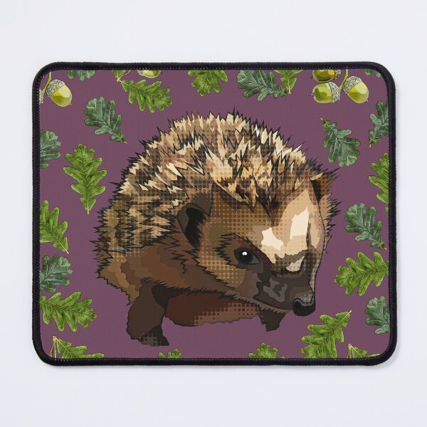 Item preview, Hedgehog with Oak Leaves Acorns by BeeFoxTree (Fig purple) designed and sold by BeeFoxTree.