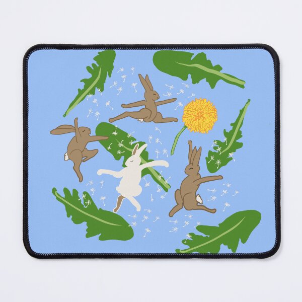 Item preview, It's a bunny dance on a blue background! Rabbits loving life designed and sold by Tanuki-Time.