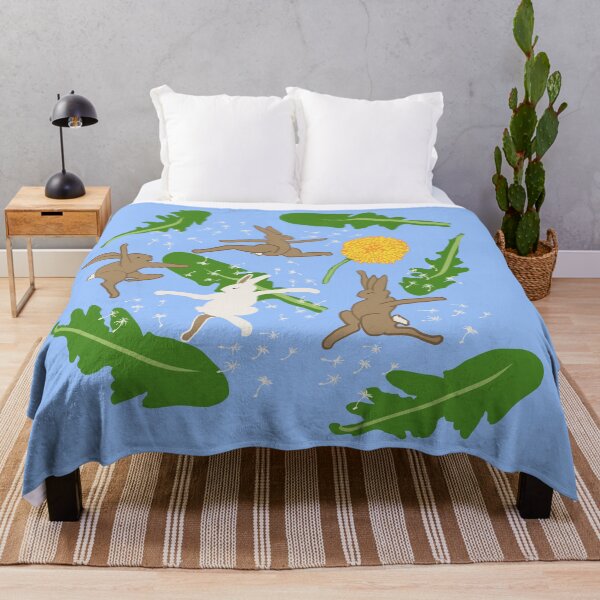 Item preview, It's a bunny dance on a blue background! Rabbits loving life designed and sold by Tanuki-Time.