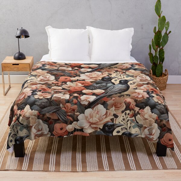 Item preview, Seamless Magpies Flying Through Flowers designed and sold by PKTPOD99.