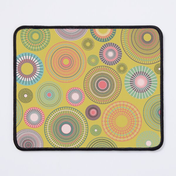 Item preview, Colorful concentric circles on mustard yellow - seamless pattern designed and sold by colorofmagic.