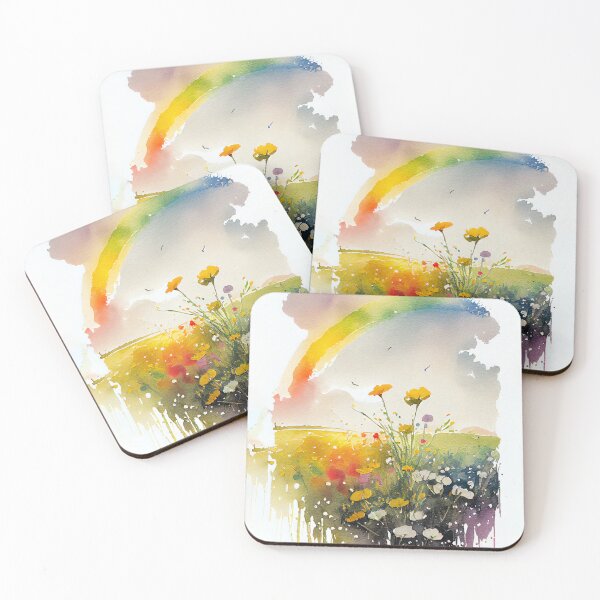 Artikelvorschau, A-Rainbow-Above-A-Field-Of-Flowers Originaler digitaler Kunstposterdruck entworfen und verkauft von Peek-Designs.