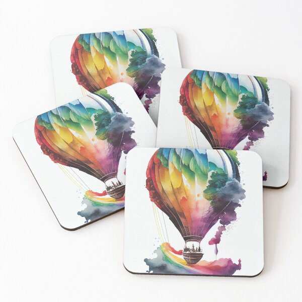 Artikelvorschau, A-Rainbow-Hot-Air-Balloon Original Digital Art Poster Print entworfen und verkauft von Peek-Designs.