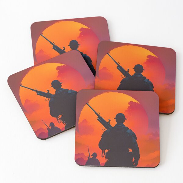 Item preview, Silhouette of Solders Against a Sunset, Ai Generated Art  designed and sold by ACC .
