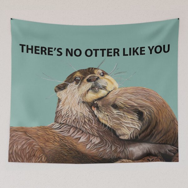 Item preview, Otter couple - Otter art - otter wall art - wildlife art - otter mate - otter family - otter swim designed and sold by IslesArt.