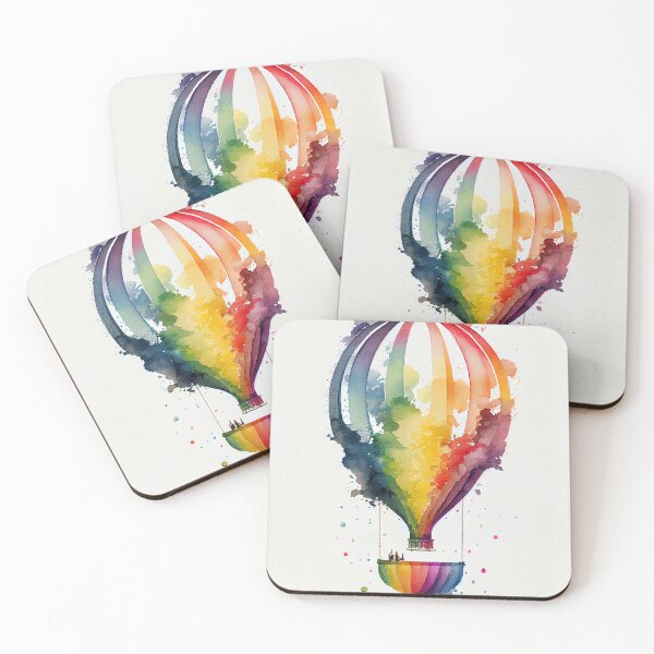 Artikelvorschau, A-Rainbow-Hot-Air-Balloon-Floating Original Digital Art Poster Print entworfen und verkauft von Peek-Designs.