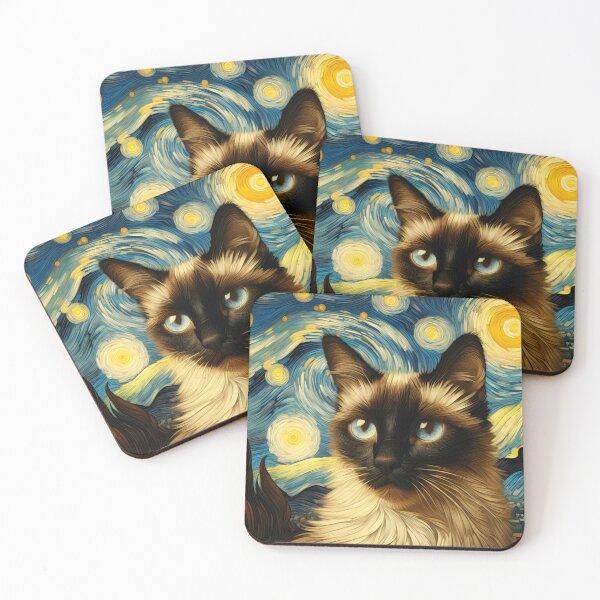 Item preview, Siamese Elegance: Van Gogh Reverie designed and sold by BastKittyStore.