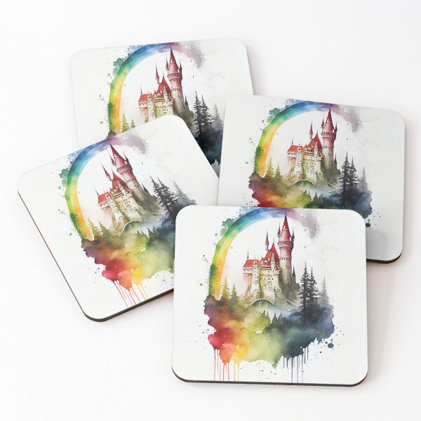 Artikelvorschau, A-Rainbow-Over-A-Castle-In-A-Fairy-Tale-World Original digitaler Kunstposterdruck entworfen und verkauft von Peek-Designs.