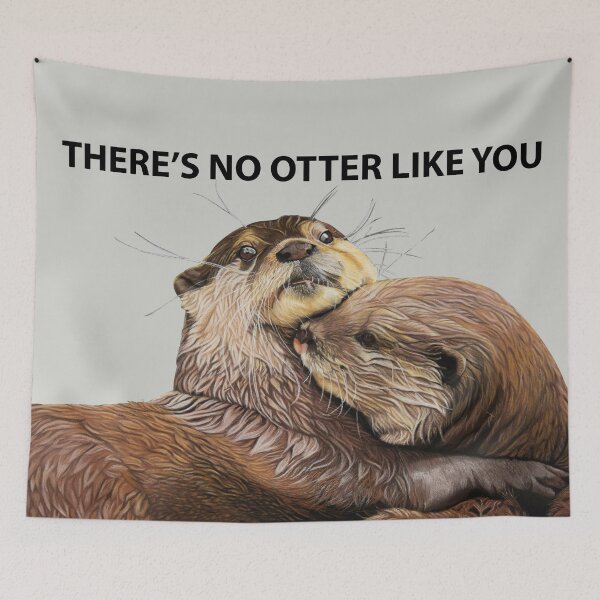 Item preview, Otter couple - Otter art - otter wall art - wildlife art - otter mate - otter family - otter swim designed and sold by IslesArt.
