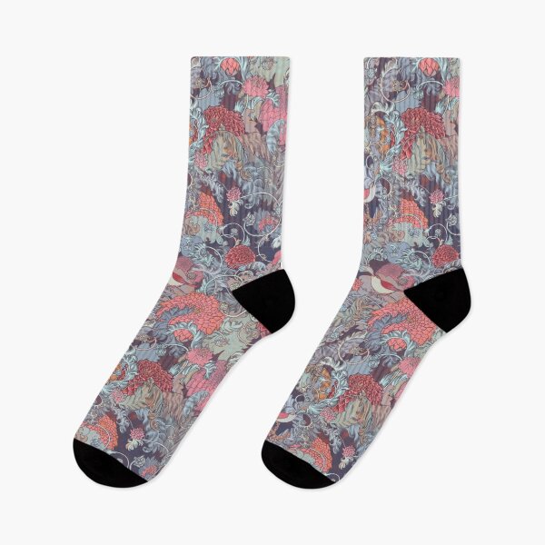 Item preview, vintage peach floral pattern psyche pop william morris style arts and crafts whimsical songbirds NOT AI designed and sold by Ruth Cadioli.
