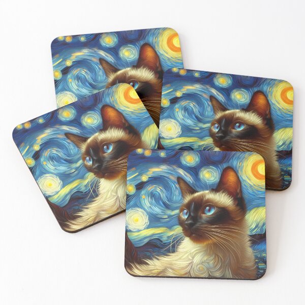 Item preview, Siamese Whiskers: Van Gogh's Inspired Art designed and sold by BastKittyStore.