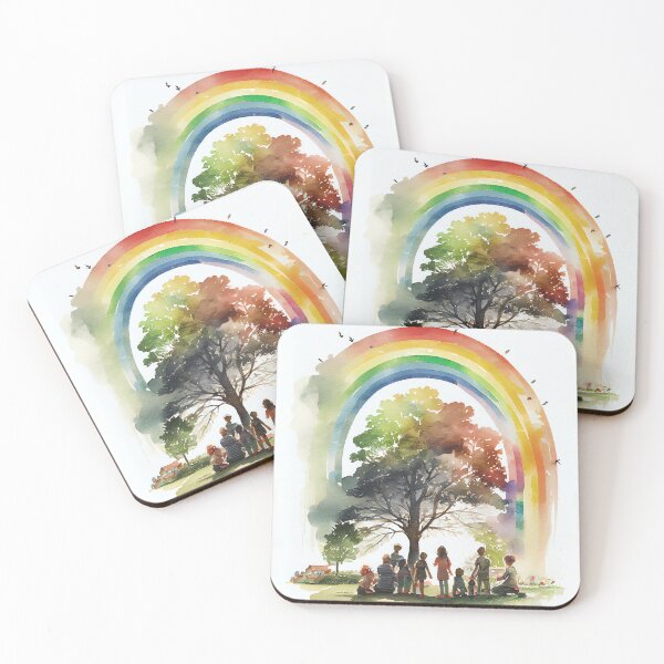 Artikelvorschau, A-Rainbow-With-A-Group-Of-Children-Playing Original digitaler Kunstposterdruck entworfen und verkauft von Peek-Designs.