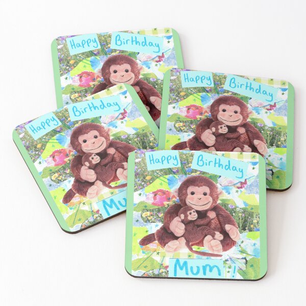 Item preview, Happy Birthday Mum, cute monkey and child  designed and sold by OnBambisMind.