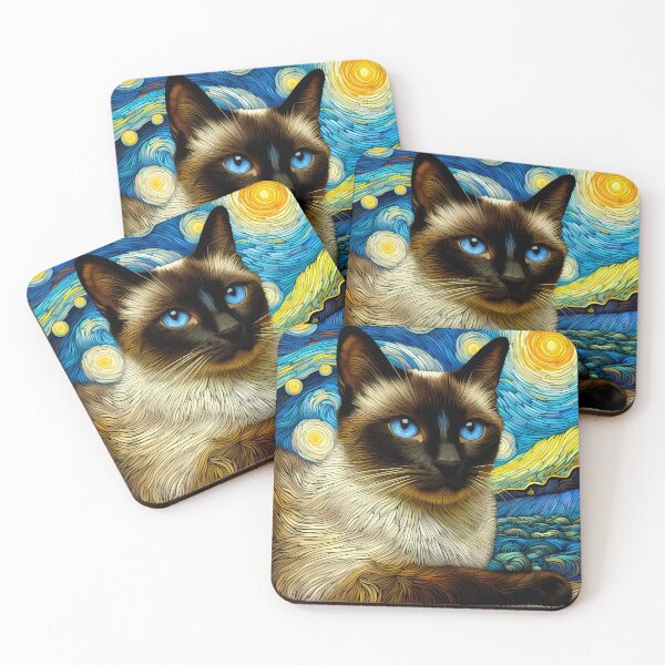 Item preview, Siamese Serenity: Van Gogh's Artful Influence designed and sold by BastKittyStore.
