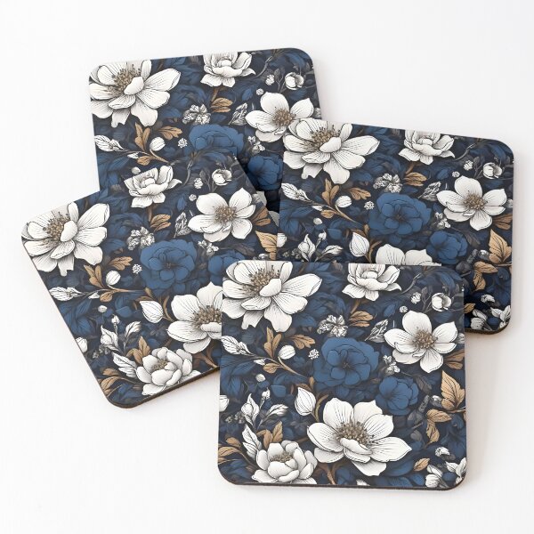 Item preview, White and Blue Floral Pattern designed and sold by WAUZ.