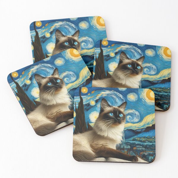 Item preview, Siamese Splendor: Van Gogh's Whisker Waltz designed and sold by BastKittyStore.