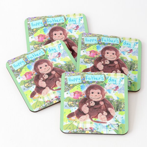 Item preview, Happy Father's Day, cute monkey and child  designed and sold by OnBambisMind.
