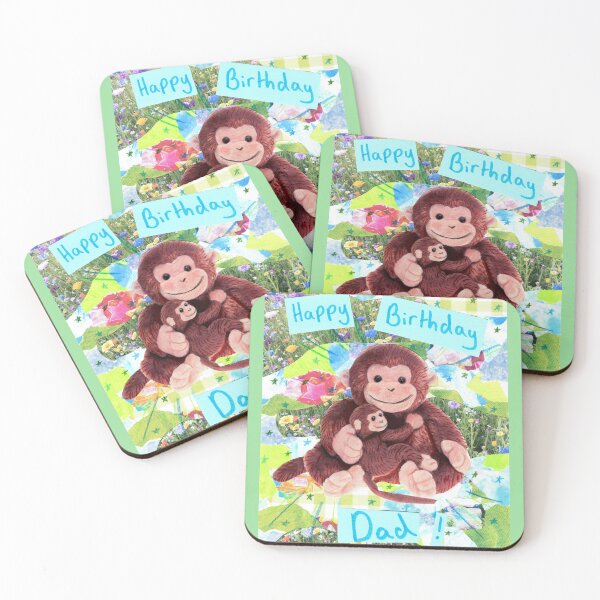 Item preview, Happy Birthday Dad, cute monkey and child  designed and sold by OnBambisMind.