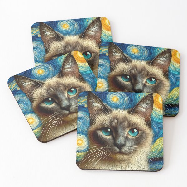 Item preview, Siamese Sonata: A Van Gogh-Inspired Overture designed and sold by BastKittyStore.